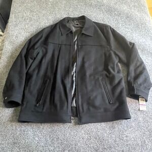 Alfani Mens XXL Black Wool Blend Full Zip Harrington Jacket Coat New NWT